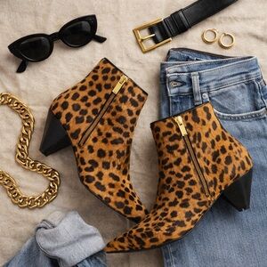 Franco Sarto “Delighted2” Leopard Calf Hair Booties – Size 9